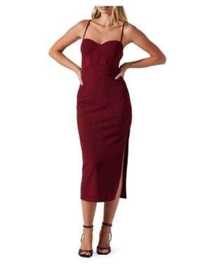 ASTR the Label Corset Mesh Bodice Midi Dress